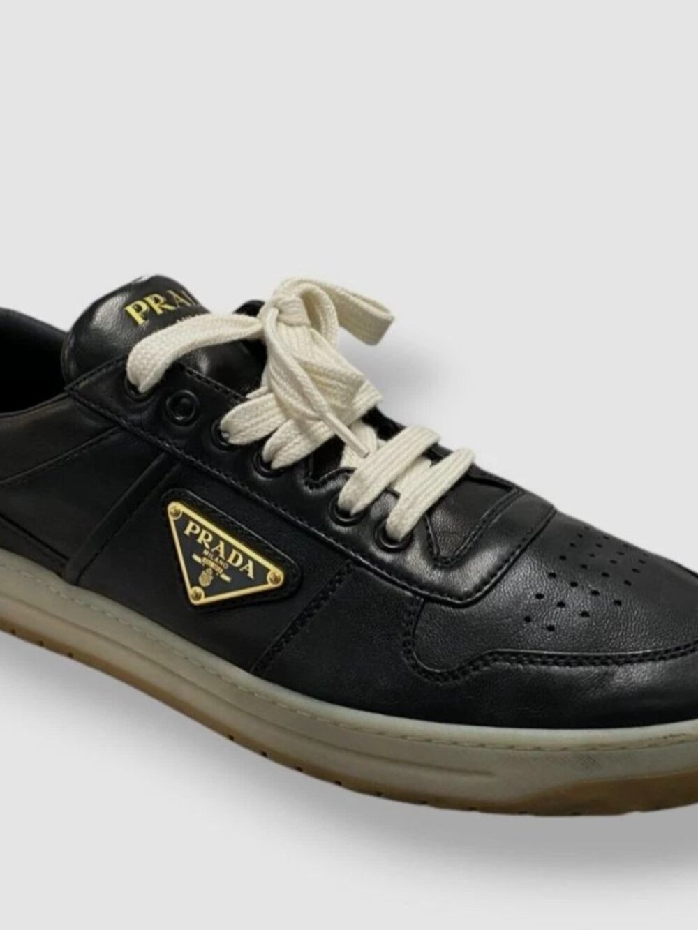 $1,170 Prada Downtown Women's Black Nappa Leather Sneakers BNIB